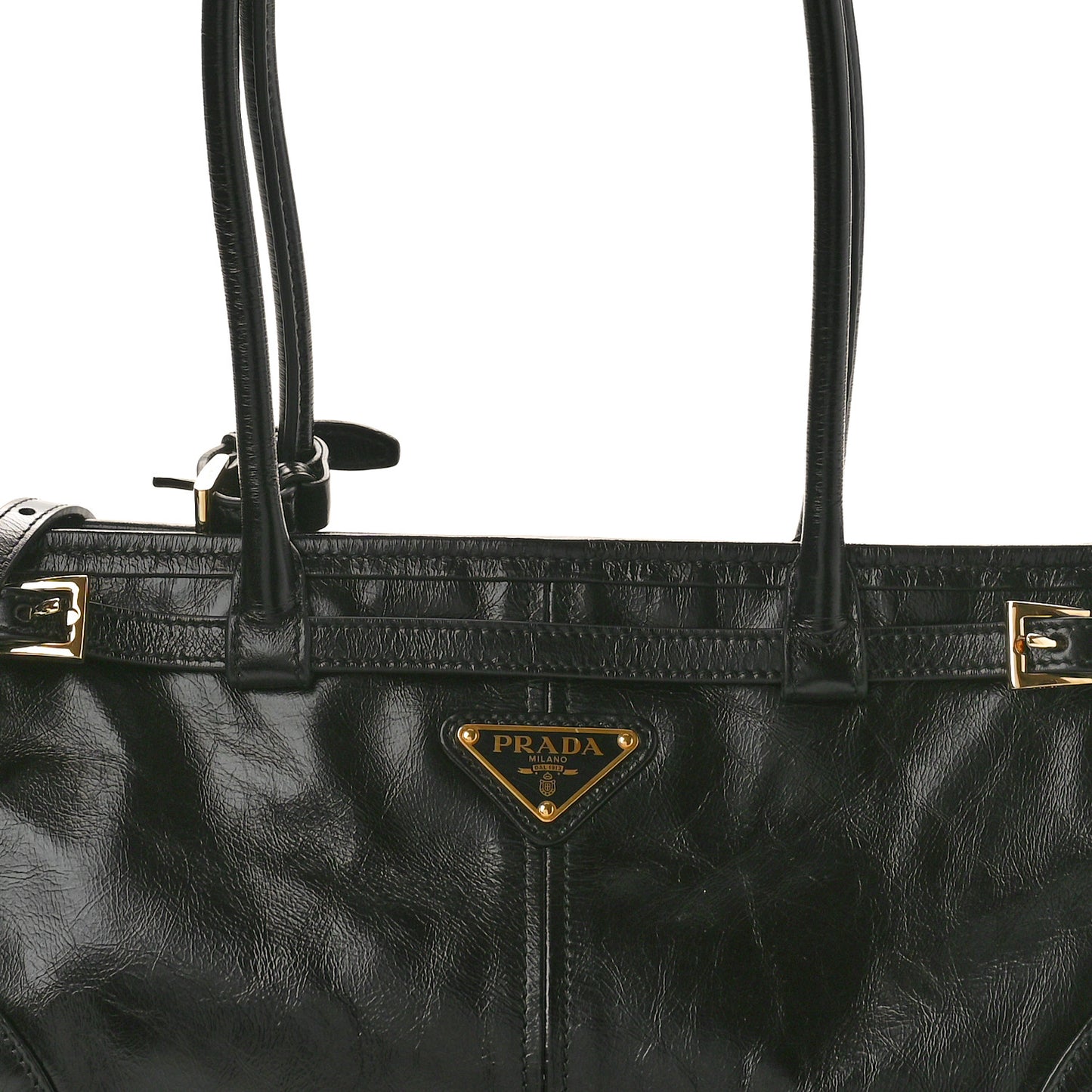 Shiny Nappa Medium Shoulder Bag Black