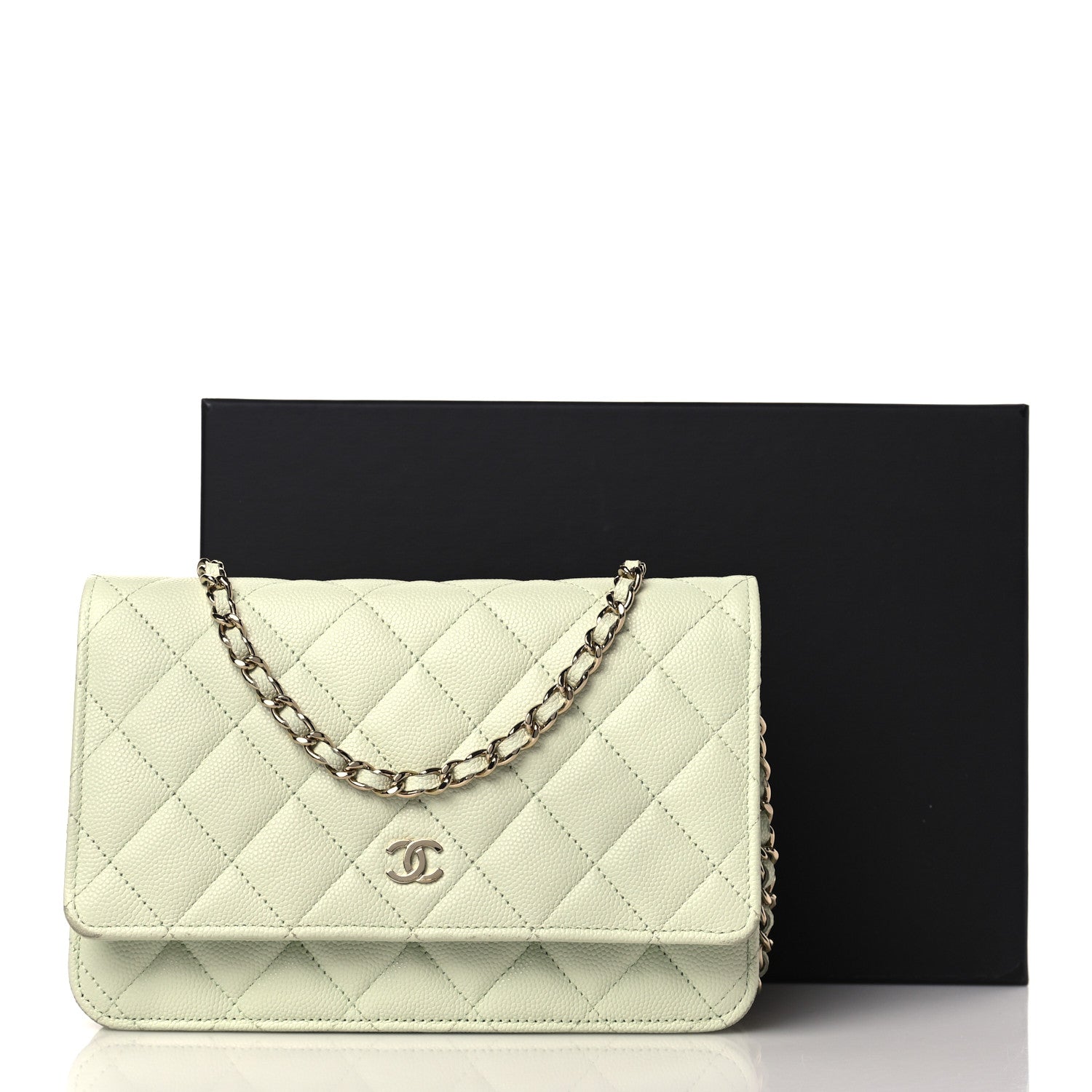Chanel Caviar Quilted Wallet On Chain WOC Light Green 11 of 11