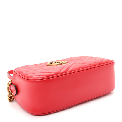 Gucci Calfskin Matelasse Small GG Marmont Chain Shoulder Bag Hibiscus Red 4 of 10