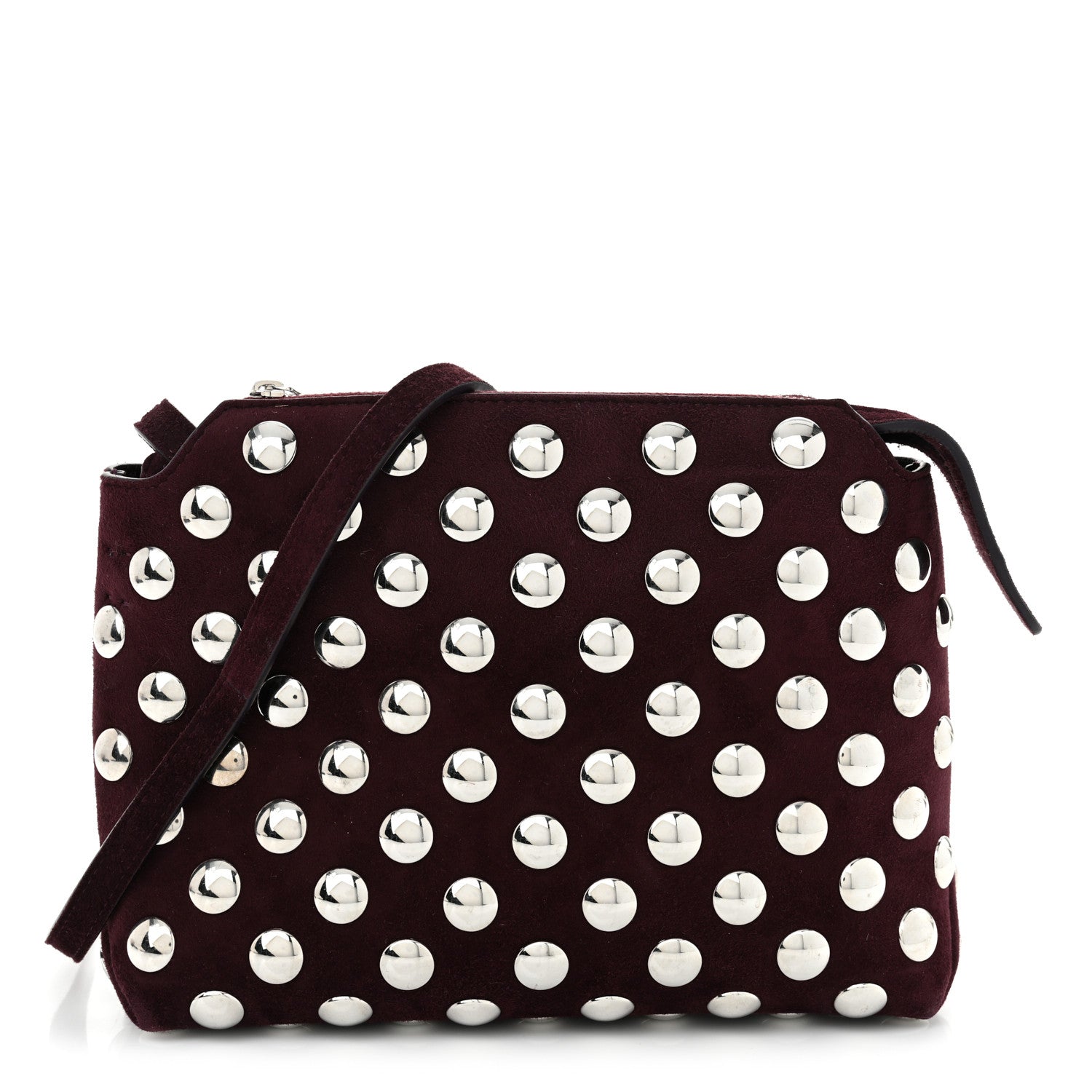 Khaite Suede Studded Lina Crossbody Bag Rouge Noir 1 of 9