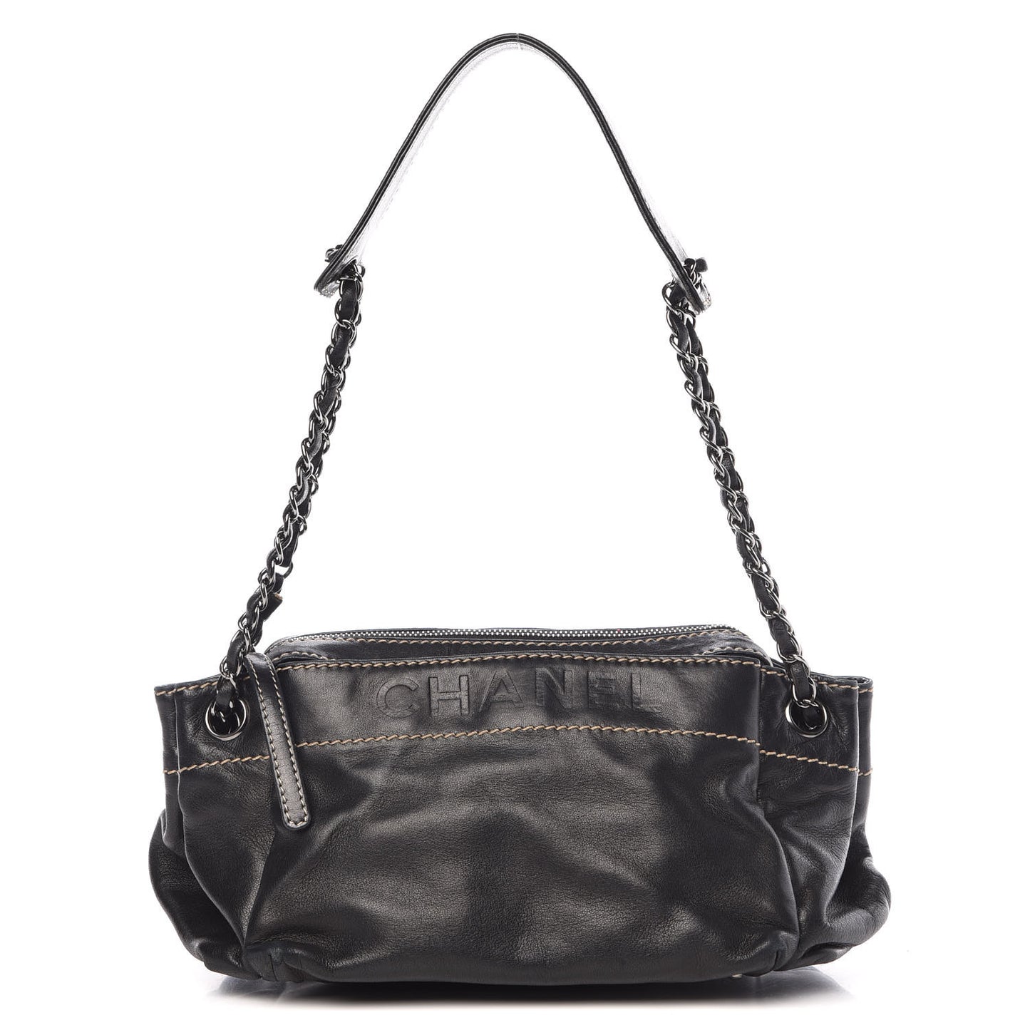 Lambskin Lax Accordion Hobo Black