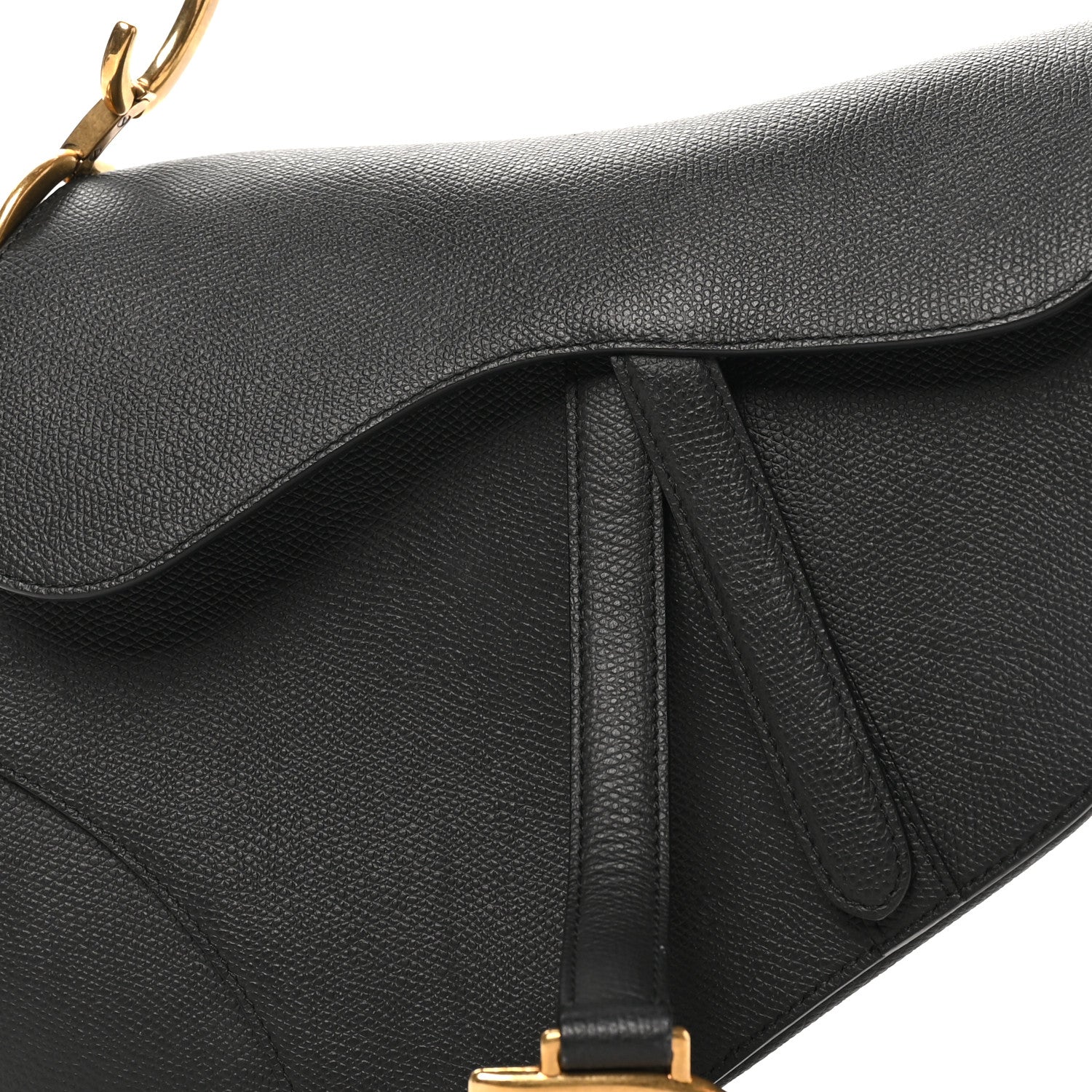 Christian Dior Grained Calfskin Saddle Bag Black 7 of 10