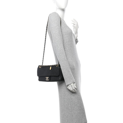 Chanel Calfskin Chevron Quilted Medium Surpique Flap Black 2 of 10