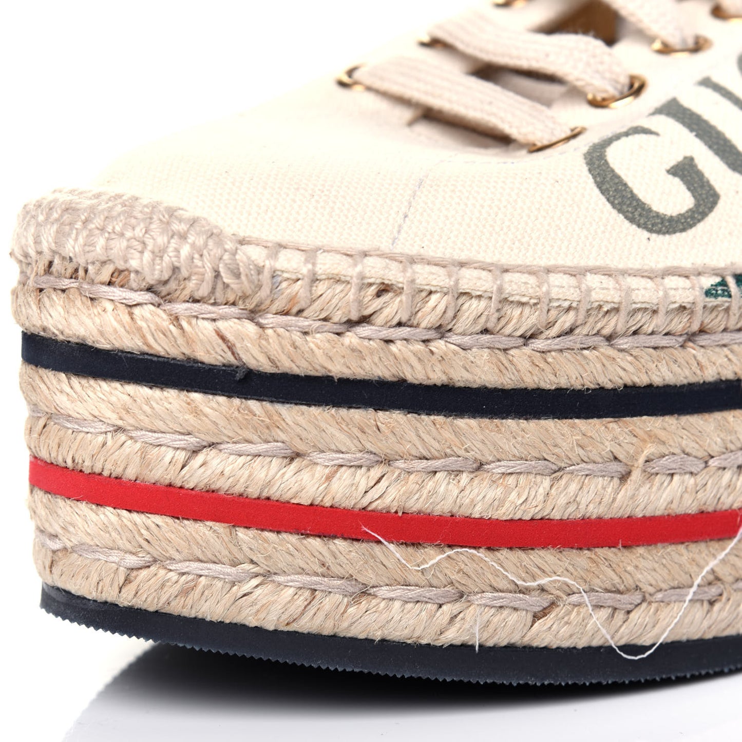 Canvas Logo Lace-Up Platform Espadrilles 40.5 Greggio Grege