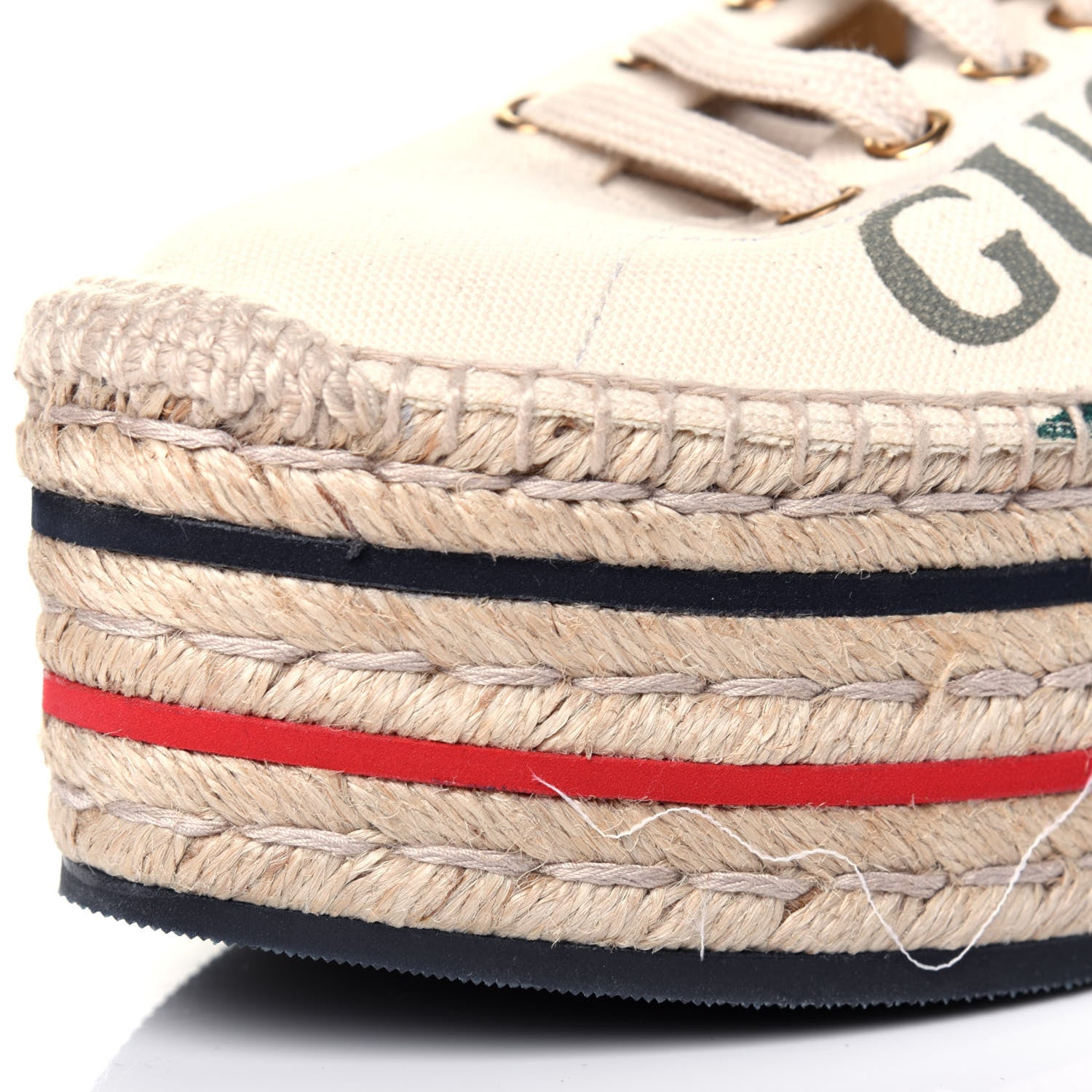 Gucci Canvas Logo Lace-Up Platform Espadrilles 40.5 Greggio Grege 13 of 16