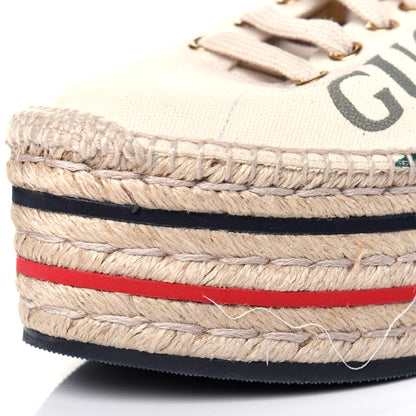 Gucci Canvas Logo Lace-Up Platform Espadrilles 40.5 Greggio Grege 13 of 16