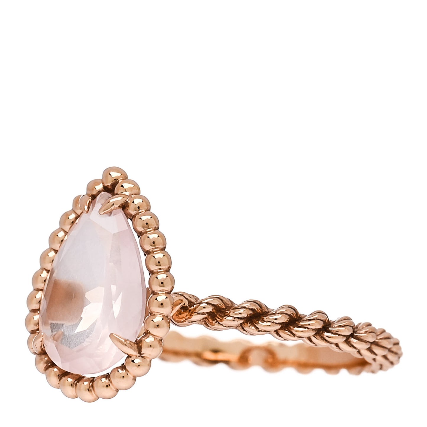18K Rose Gold Rose Quartz Small Serpent Boheme Ring 52 6