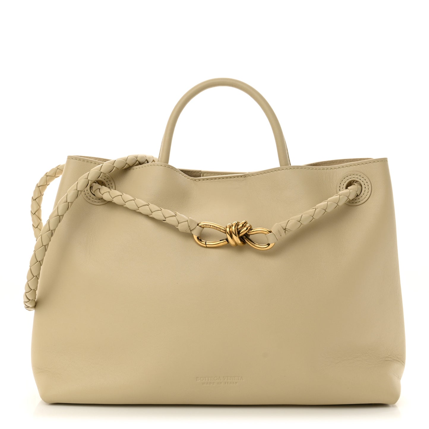 Silky Calfskin Medium Andiamo Shoulder Bag Light Butterscotch