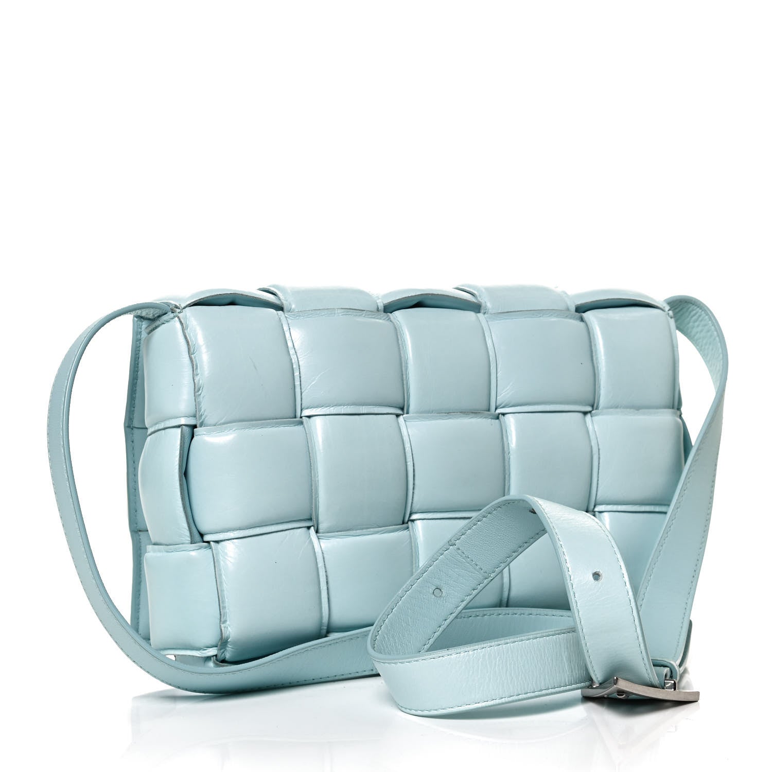 Bottega Veneta Paper Calfskin Maxi Intreccio Padded Cassette Crossbody Bag Ice 3 of 14
