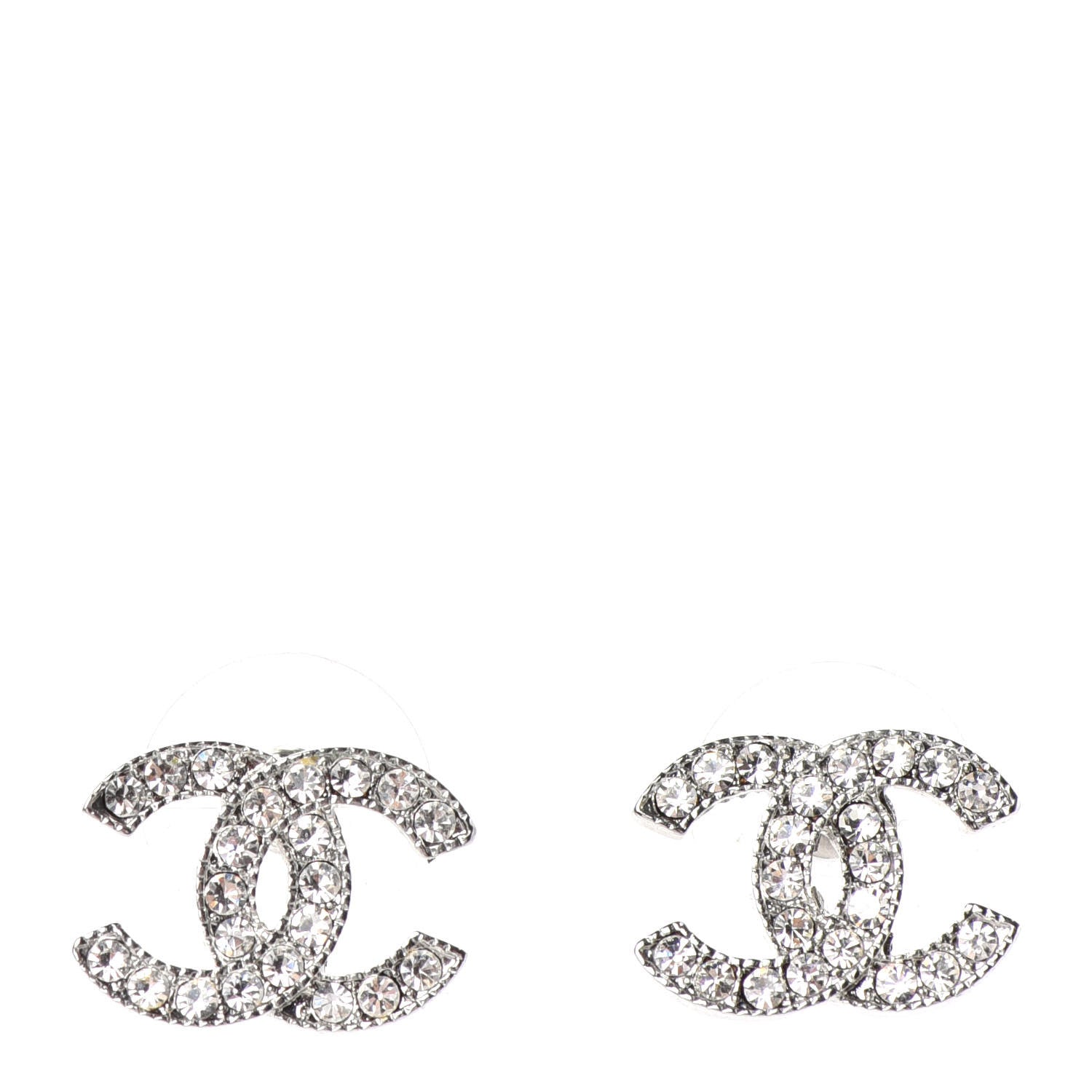 Chanel Crystal CC Earrings Silver 1 of 4