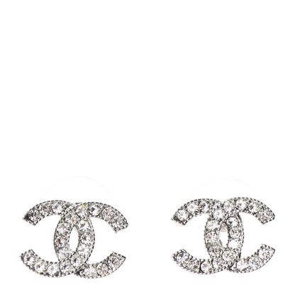Chanel Crystal CC Earrings Silver 1 of 4