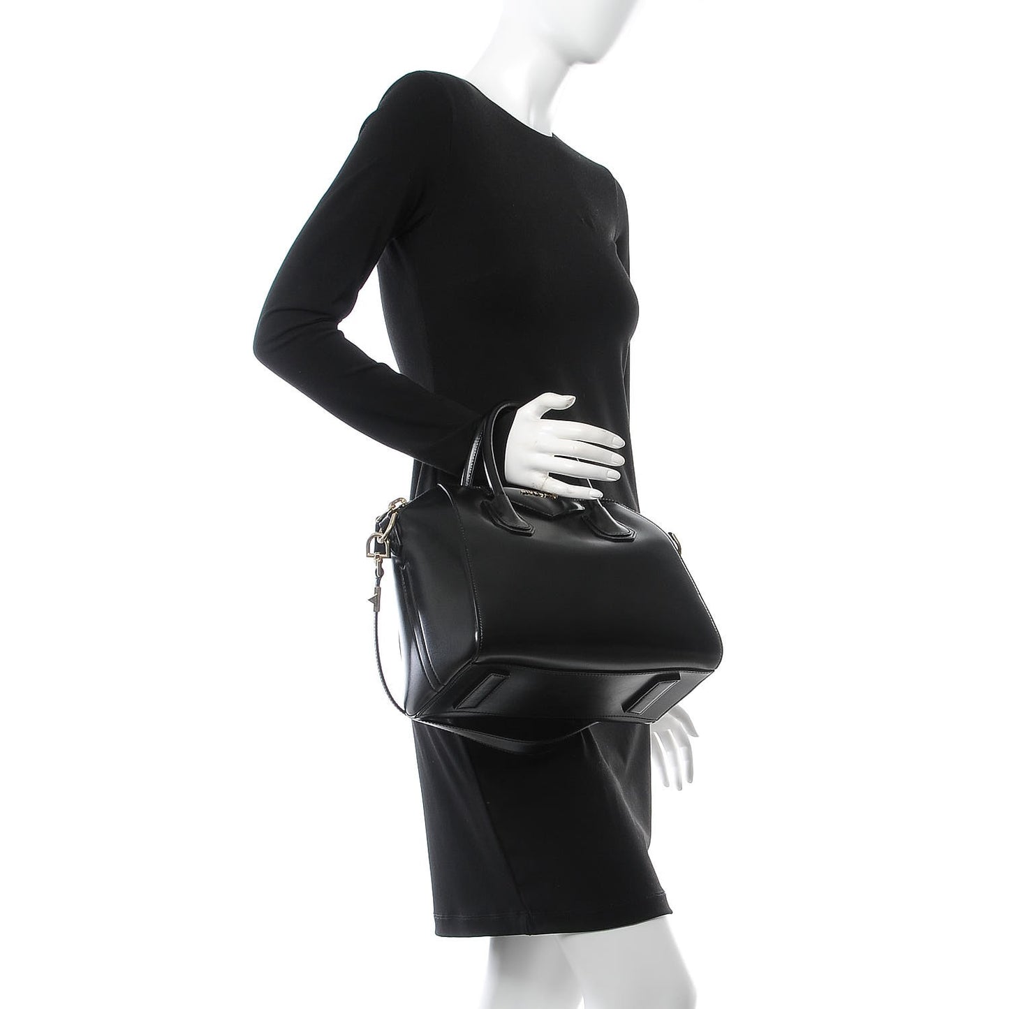 Shiny Lord Calfskin Small Antigona Black