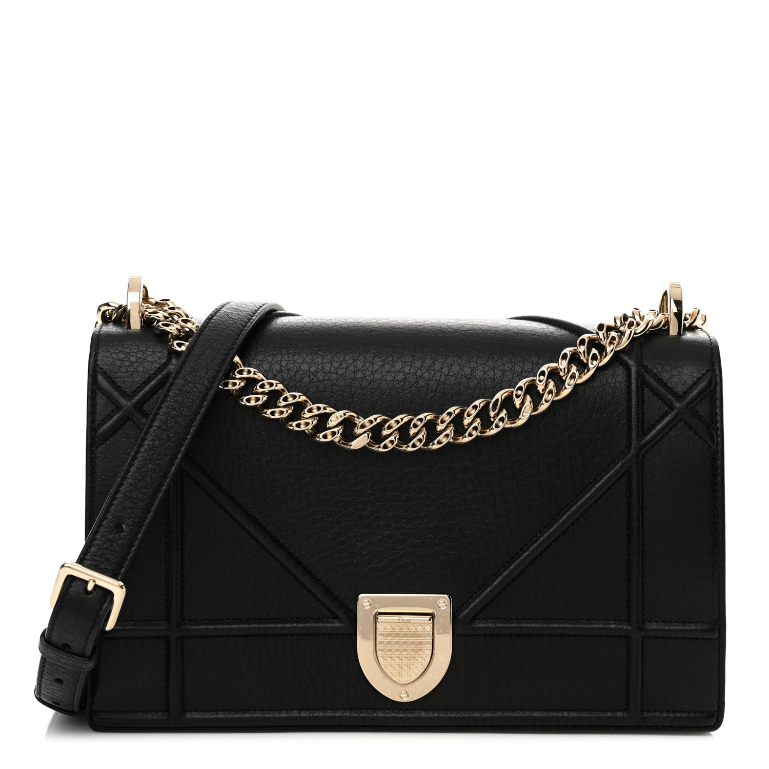 Christian Dior Grained Calfskin Medium Diorama Flap Bag Black 1 of 12