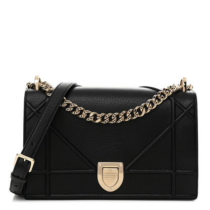 Christian Dior Grained Calfskin Medium Diorama Flap Bag Black 1 of 12