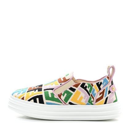 Fendi X SARA COLEMAN Canvas FF Vertigo Embroidered Womens Rise Slip On Sneakers 36.5 Grezzo Multicolor 1 of 11