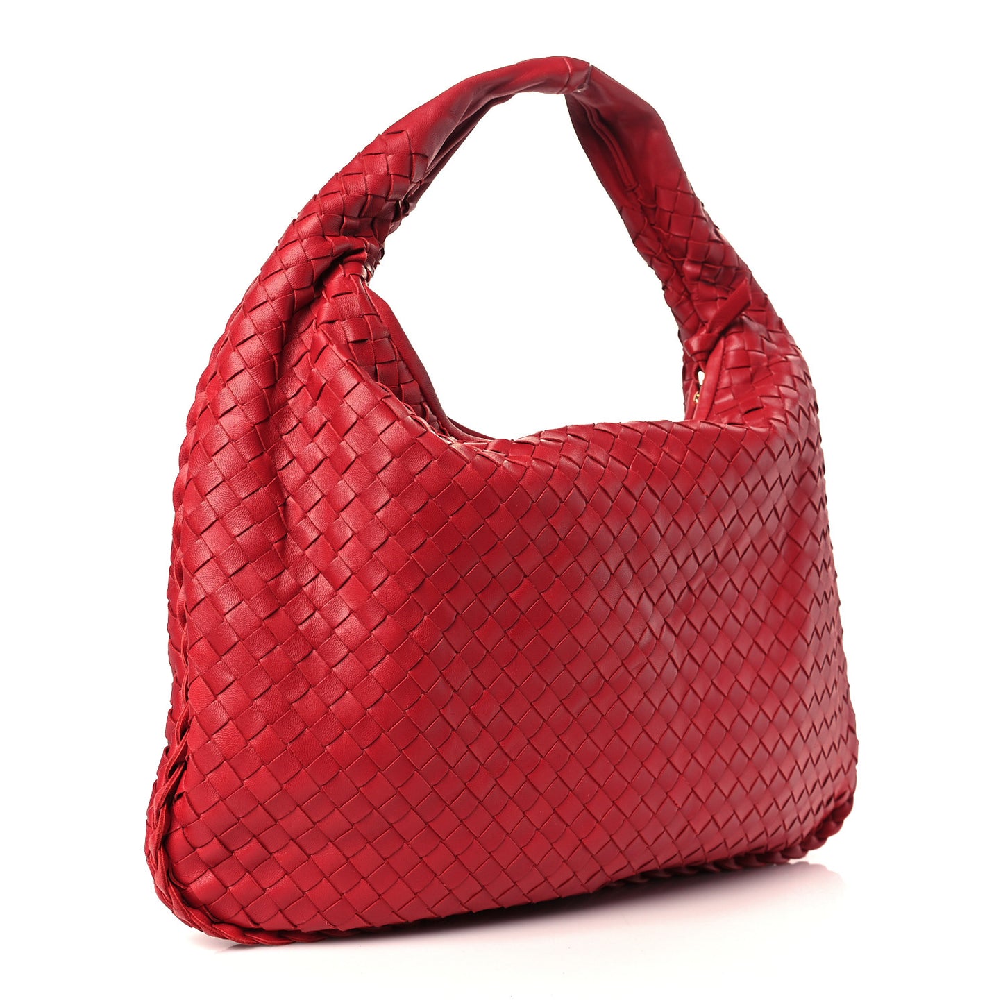 Nappa Intrecciato Medium Veneta Hobo Red