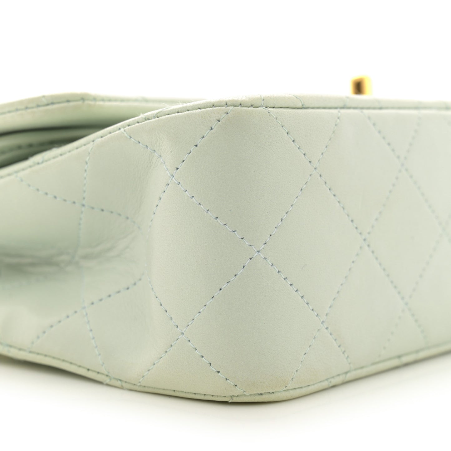 Lambskin Quilted Small Double Flap Light Green
