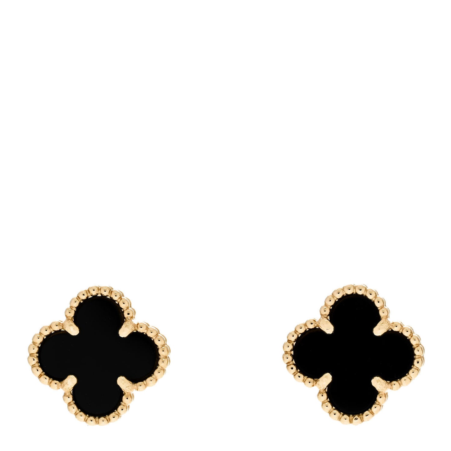 18K Yellow Gold Black Onyx Sweet Alhambra Earrings
