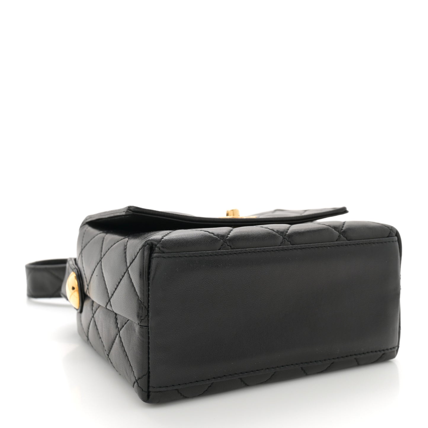 Lambskin Quilted Flap Shoulder Bag Black
