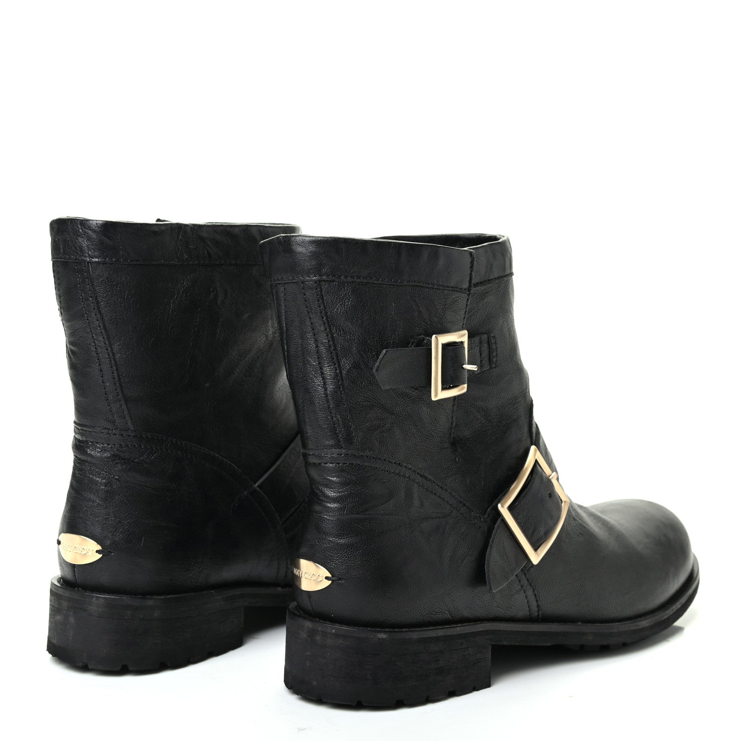 Jimmy Choo Lambskin Biker Boots 39 Black 4 of 8