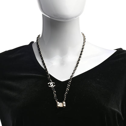 Chanel Metal Lambskin CC AirPods Necklace Gold Black 2 of 7