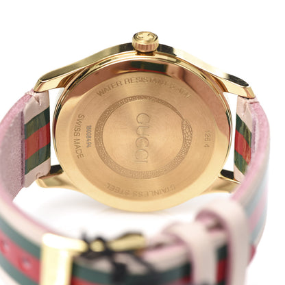 Gucci Stainless Steel Calfskin 38mm G-Timeless Stripe Web Quartz Watch Pink 5 of 6