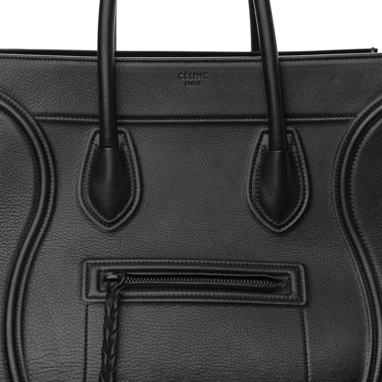 Grained Calfskin Medium Phantom Luggage Black