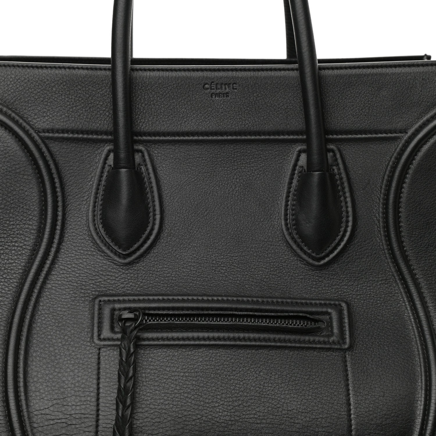 Celine Grained Calfskin Medium Phantom Luggage Black 8 of 10
