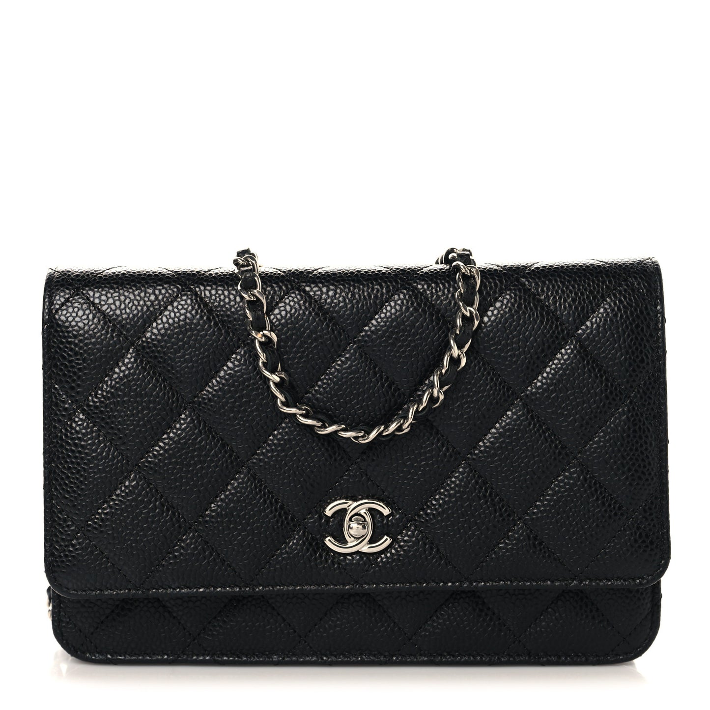 Caviar Quilted CC Turnlock Wallet On Chain WOC Black