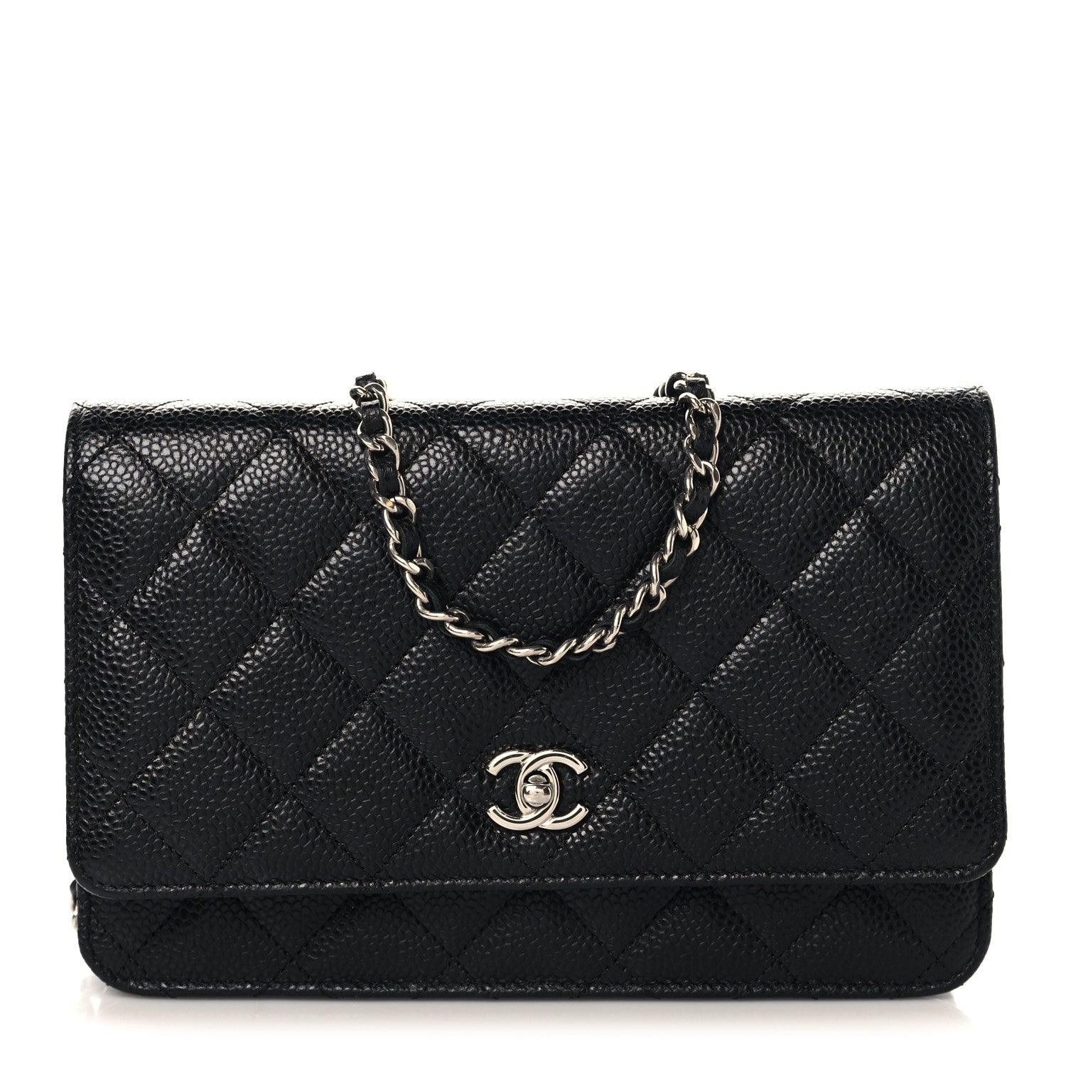 Chanel Caviar Quilted CC Turnlock Wallet On Chain WOC Black 1 of 11
