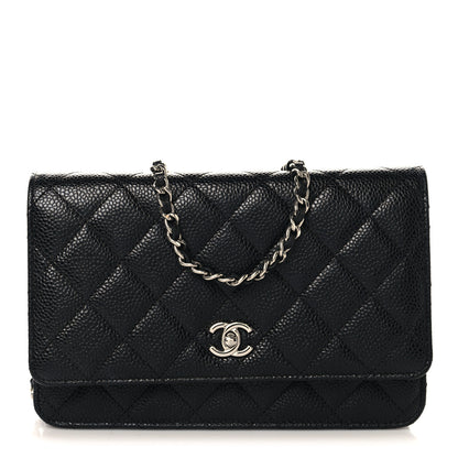 Chanel Caviar Quilted CC Turnlock Wallet On Chain WOC Black 1 of 11