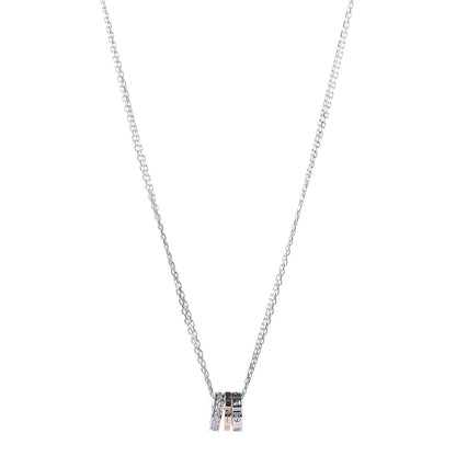 Cartier 18K White Pink Gold Diamond Three Ring LOVE Pendant Necklace 1 of 7