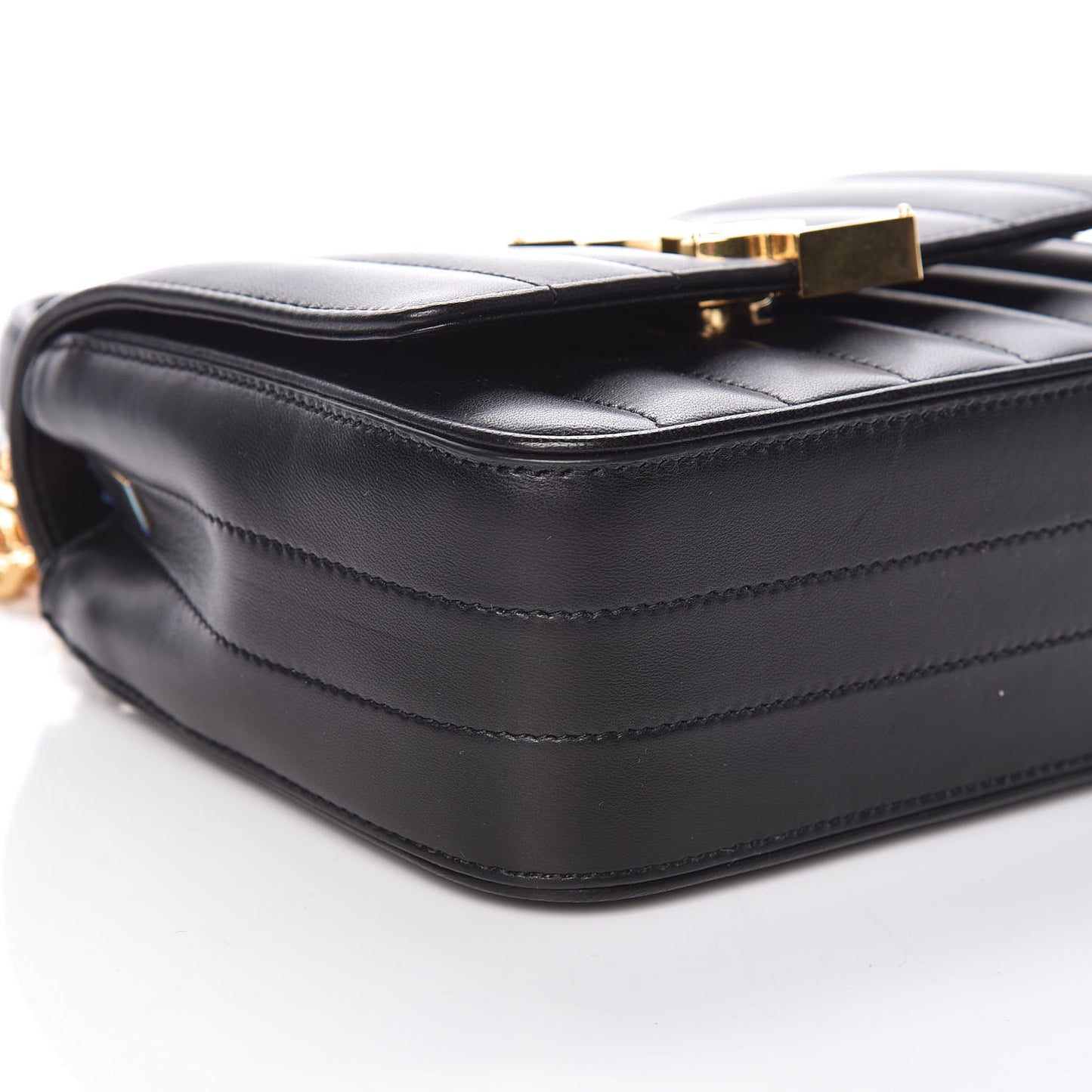 Lambskin Matelasse Monogram Small Vicky Chain Bag Black