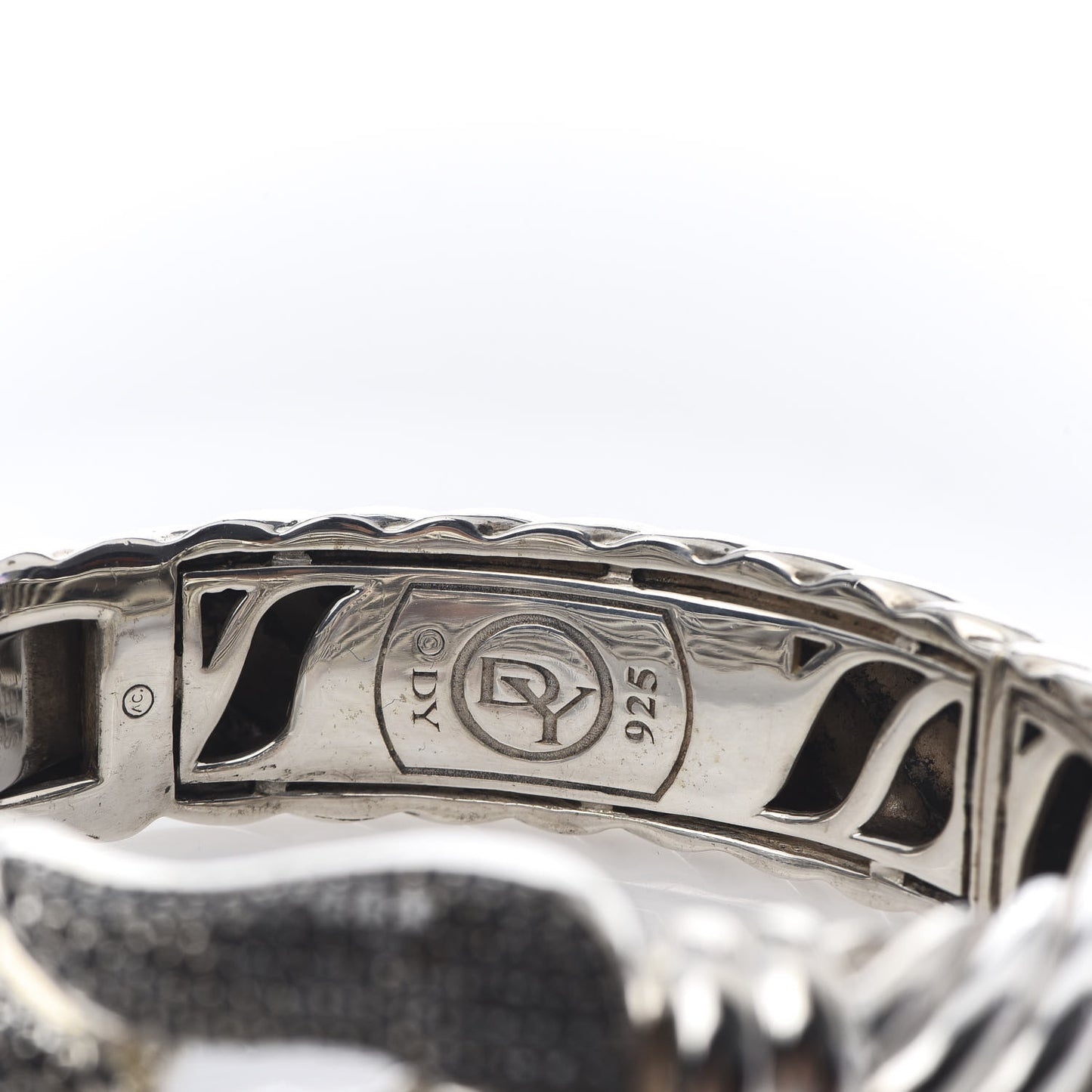 Sterling Silver Black Diamond 15mm Cable Buckle Bracelet