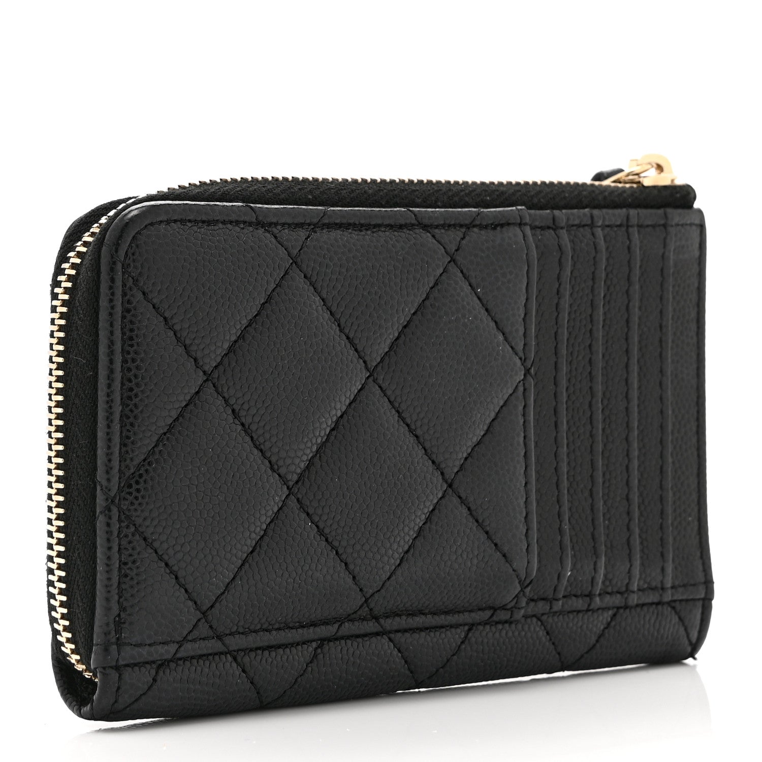 Chanel Caviar Quilted CC Zip Around Card Holder Black 3 of 10