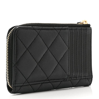 Chanel Caviar Quilted CC Zip Around Card Holder Black 3 of 10