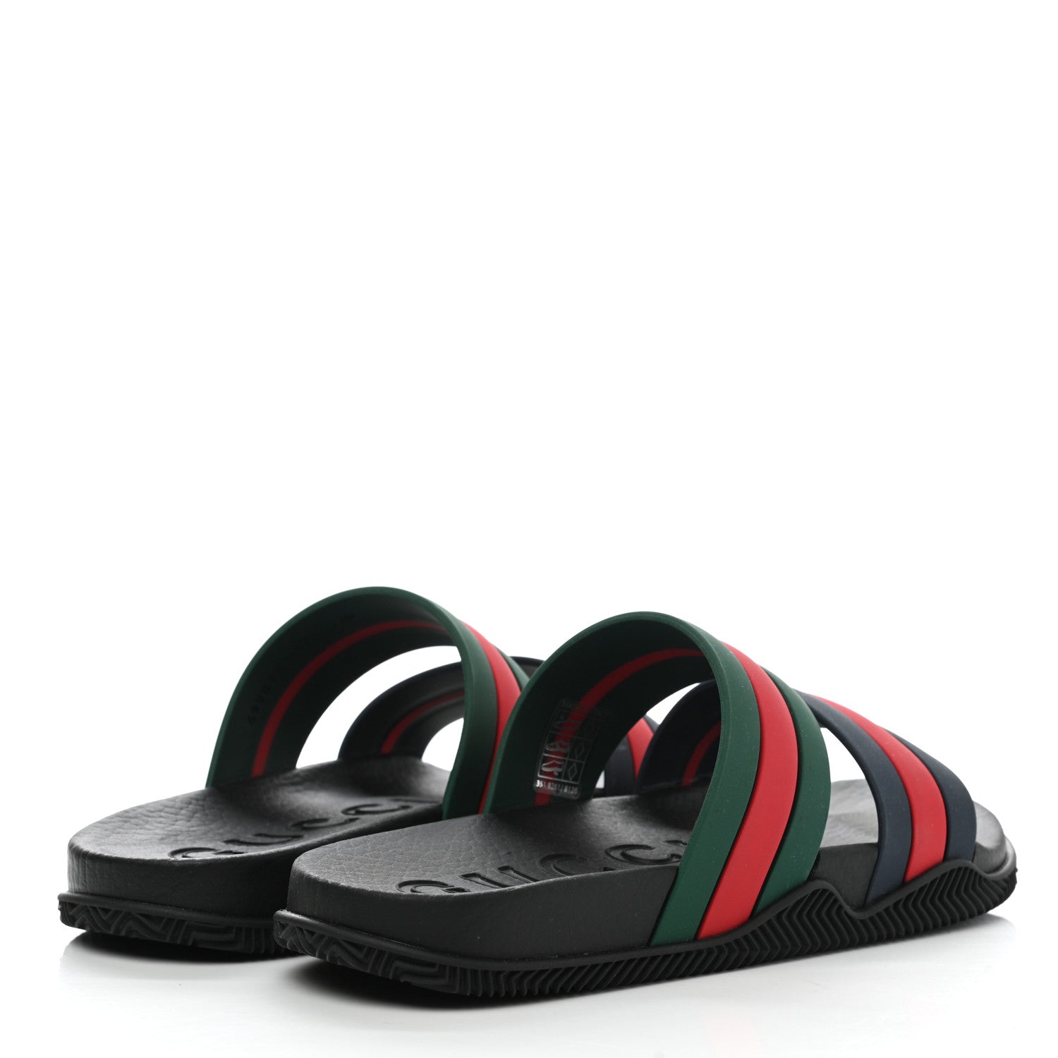 Gucci Rubber Web Stripe Slide Sandals 37 Green Navy Red 4 of 8
