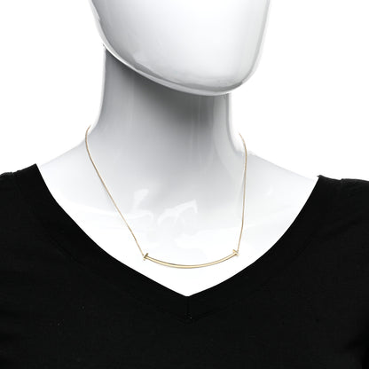 Tiffany 18K Yellow Gold Large T Smile Pendant Necklace 2 of 6