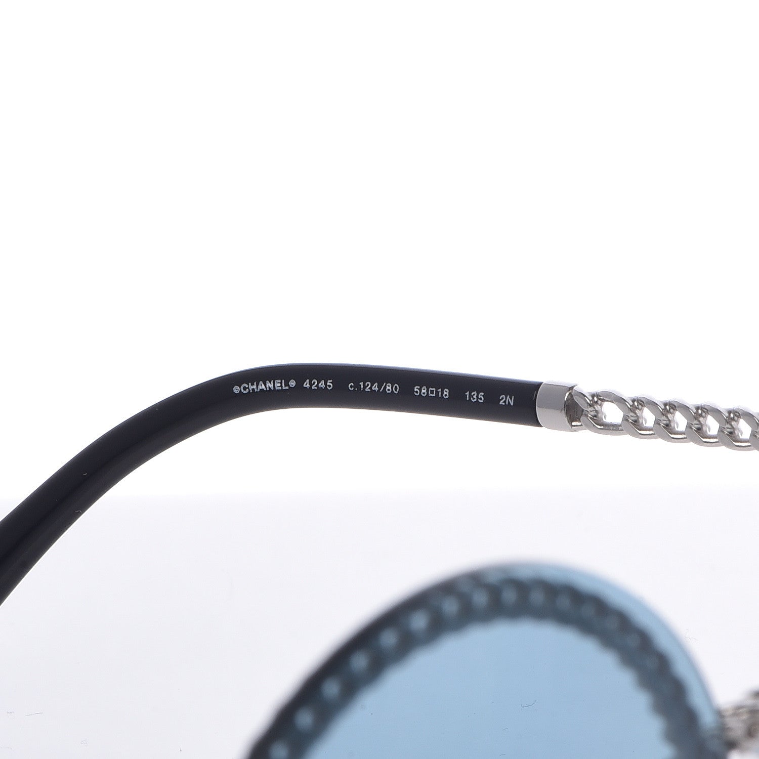 Chanel Chain Round Sunglasses 4245 Blue Silver 5 of 8