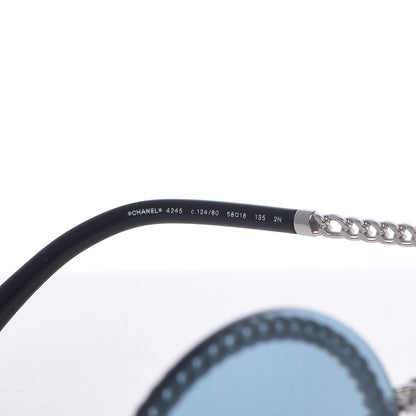 Chanel Chain Round Sunglasses 4245 Blue Silver 5 of 8