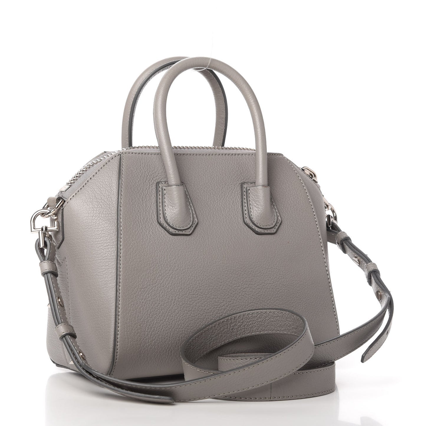 Sugar Goatskin Mini Antigona Pearl Grey
