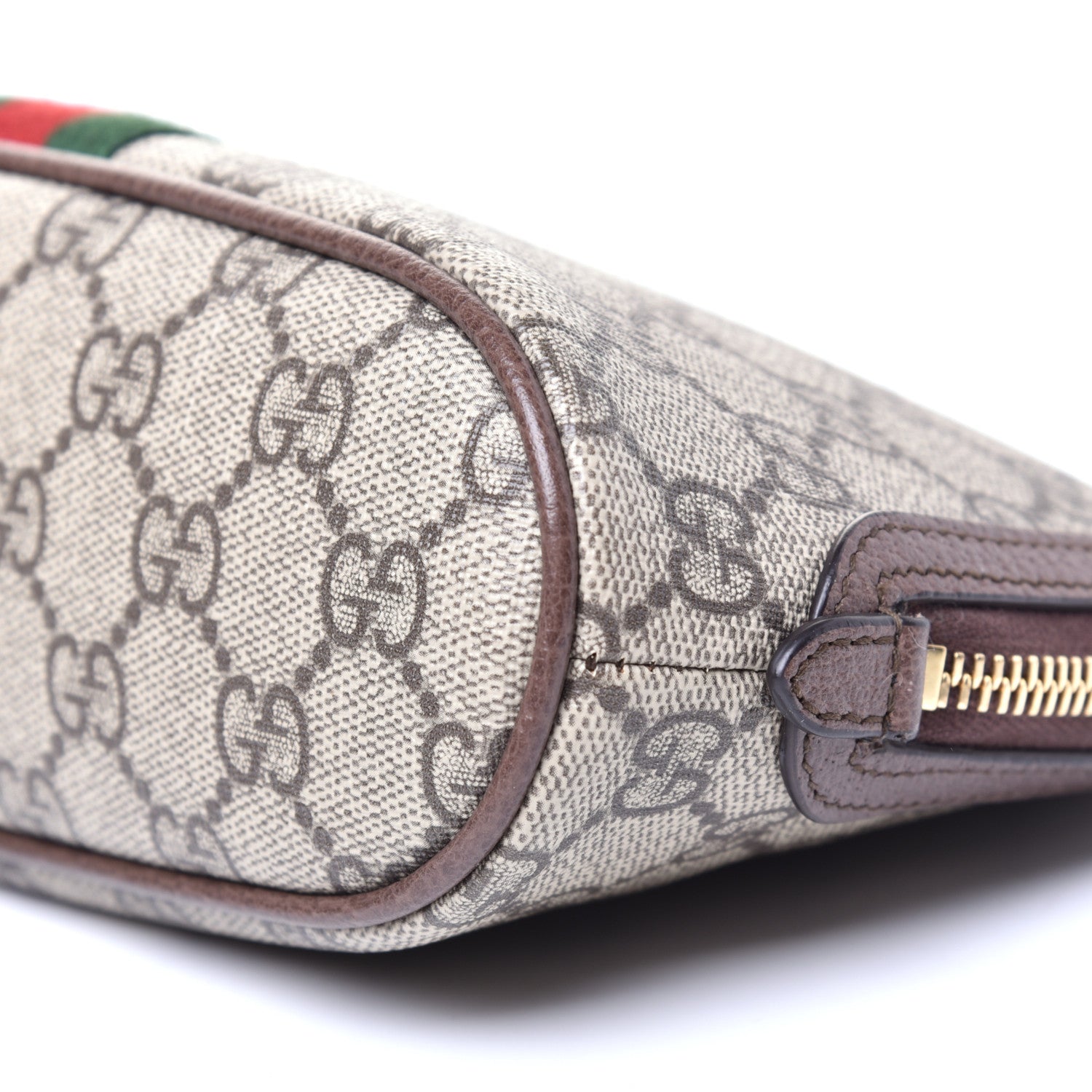 Gucci GG Supreme Monogram Textured Calfskin Web Large Ophidia Cosmetic Case Beige Ebony New Acero 9 of 11