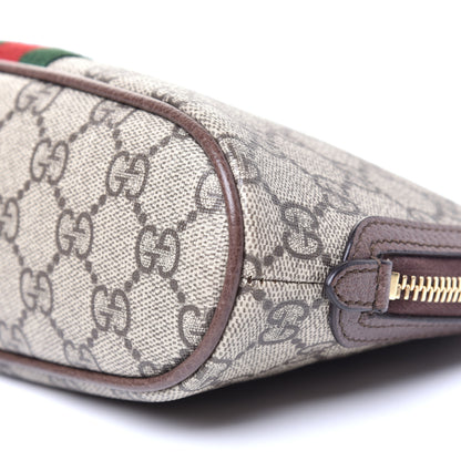 Gucci GG Supreme Monogram Textured Calfskin Web Large Ophidia Cosmetic Case Beige Ebony New Acero 9 of 11