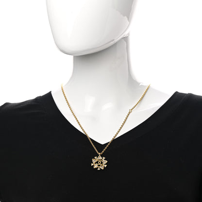 Chanel Crystal CC Pendant Necklace Gold 2 of 5