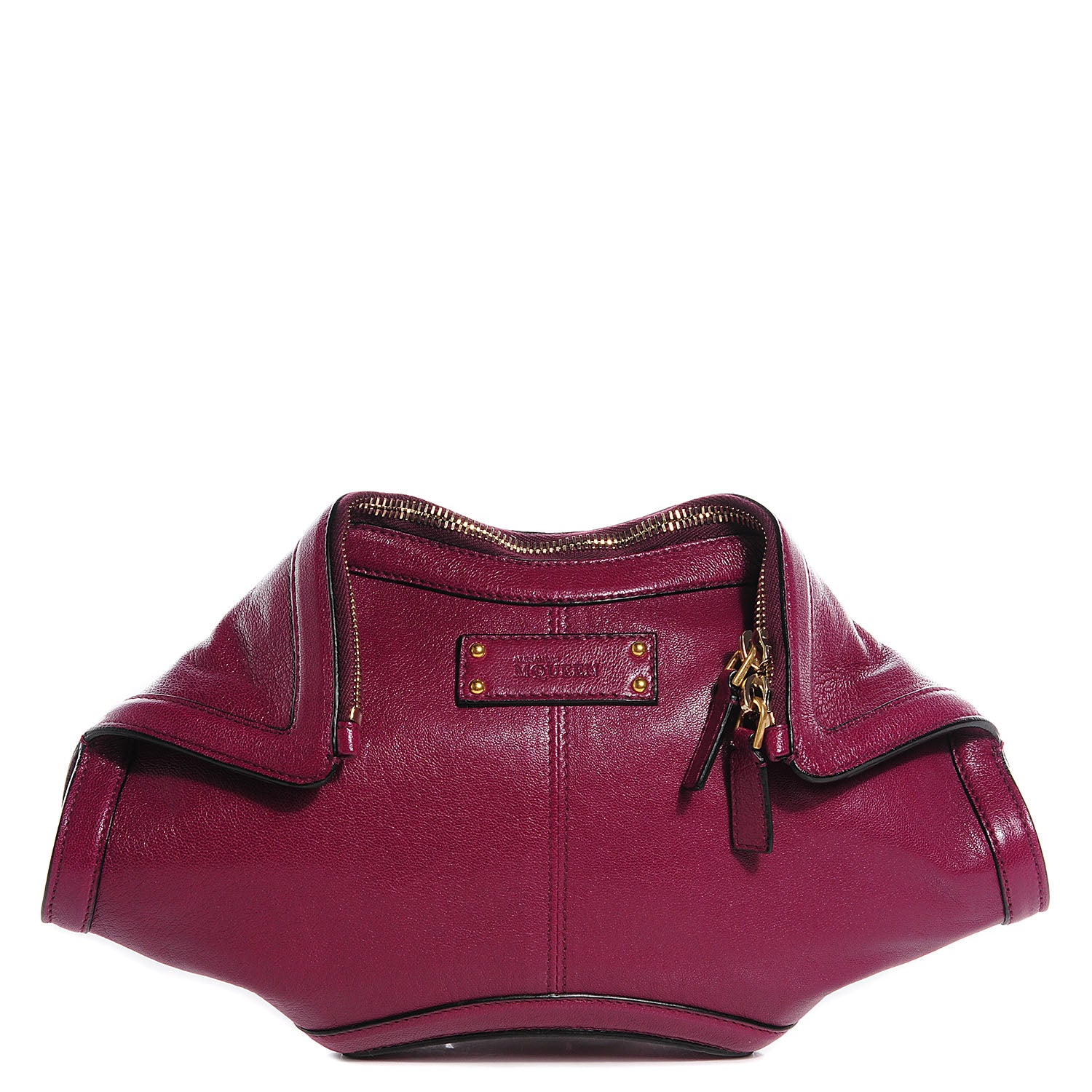 Alexander McQueen Leather De Manta Clutch Prune 1 of 8