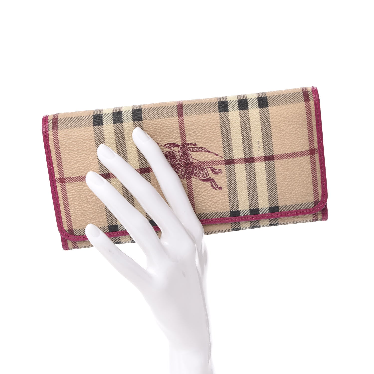Burberry Haymarket Check Continental Wallet Rhubarb Pink 2 of 10