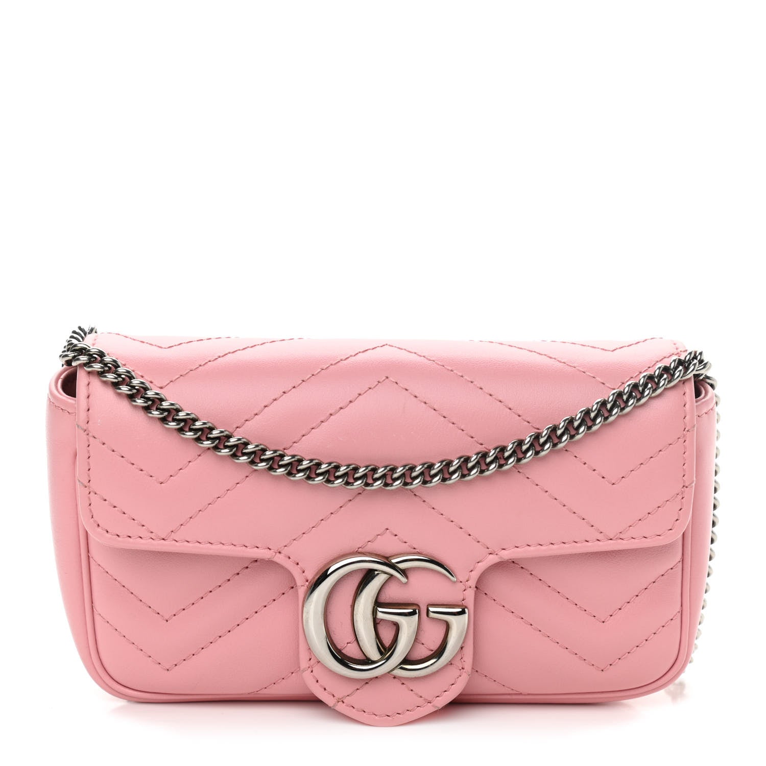 Gucci Calfskin Matelasse Super Mini GG Marmont Shoulder Bag Wild Rose 1 of 11