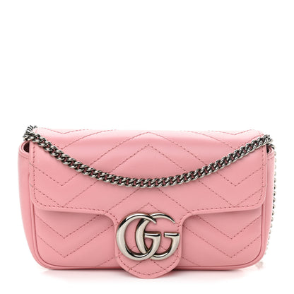 Gucci Calfskin Matelasse Super Mini GG Marmont Shoulder Bag Wild Rose 1 of 11