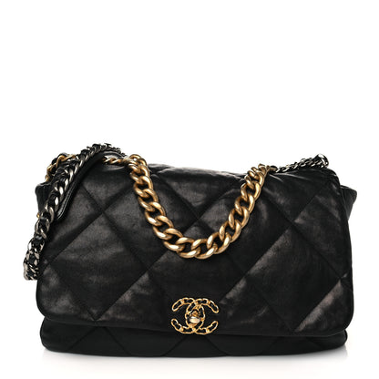 Chanel Lambskin Quilted Maxi Chanel 19 Flap Black 1 of 10