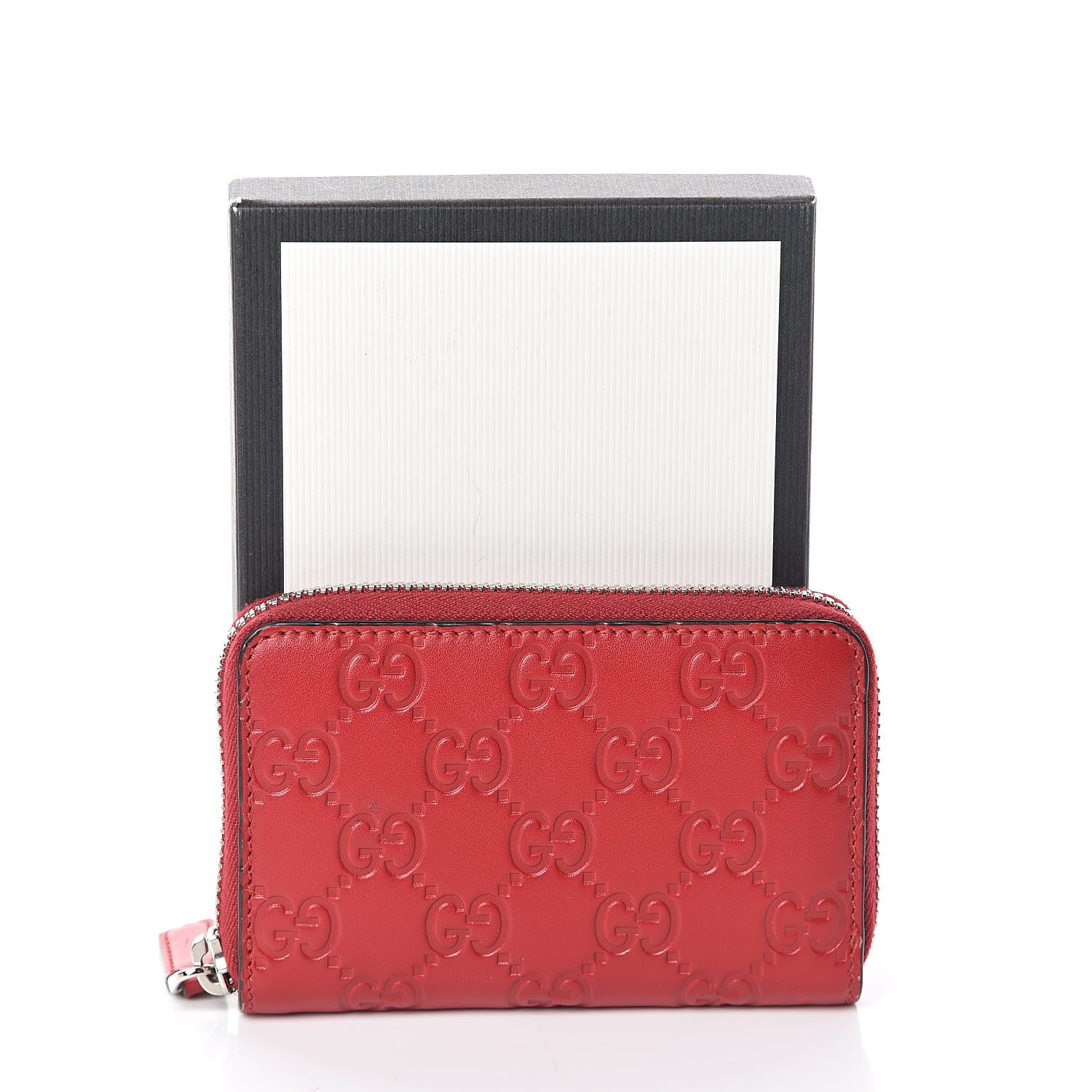 Gucci Guccissima Zip Around Card Case Red 7 of 7